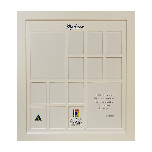 Personalised Large Frame (with PreSchool) WHITE School Years Photo