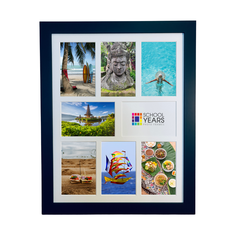 Australian made collage photo frame displaying eight standard 4x6 inch photos
