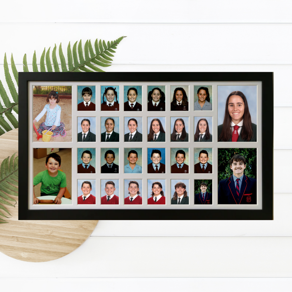 Double School Years Photo Frame (with Pre-School) - BLACK