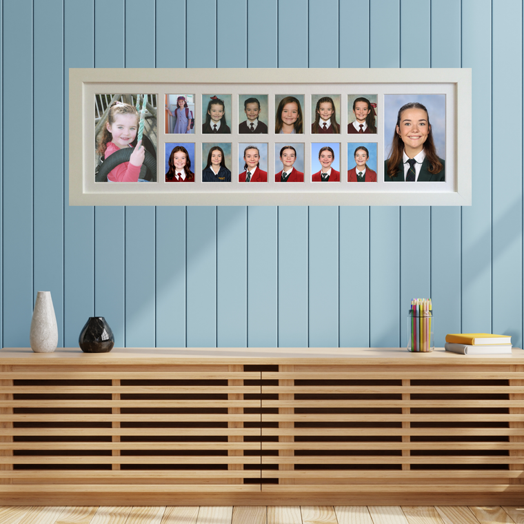 Large Landscape (with Pre-School) School Years Photo Frame - WHITE