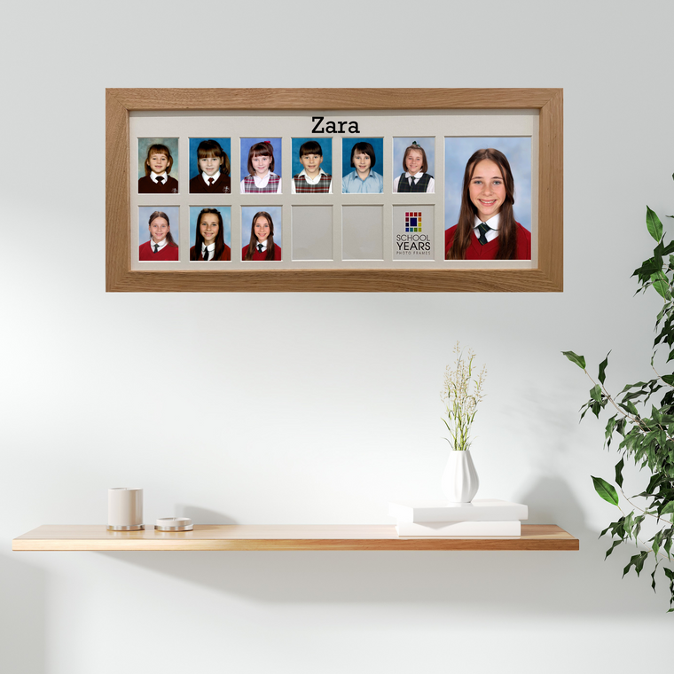 Personalised Large Landscape School Years Photo Frame - OAK