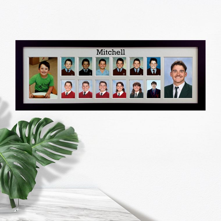 Personalised Large Landscape School Years Photo Frame (with Pre-School) - BLACK