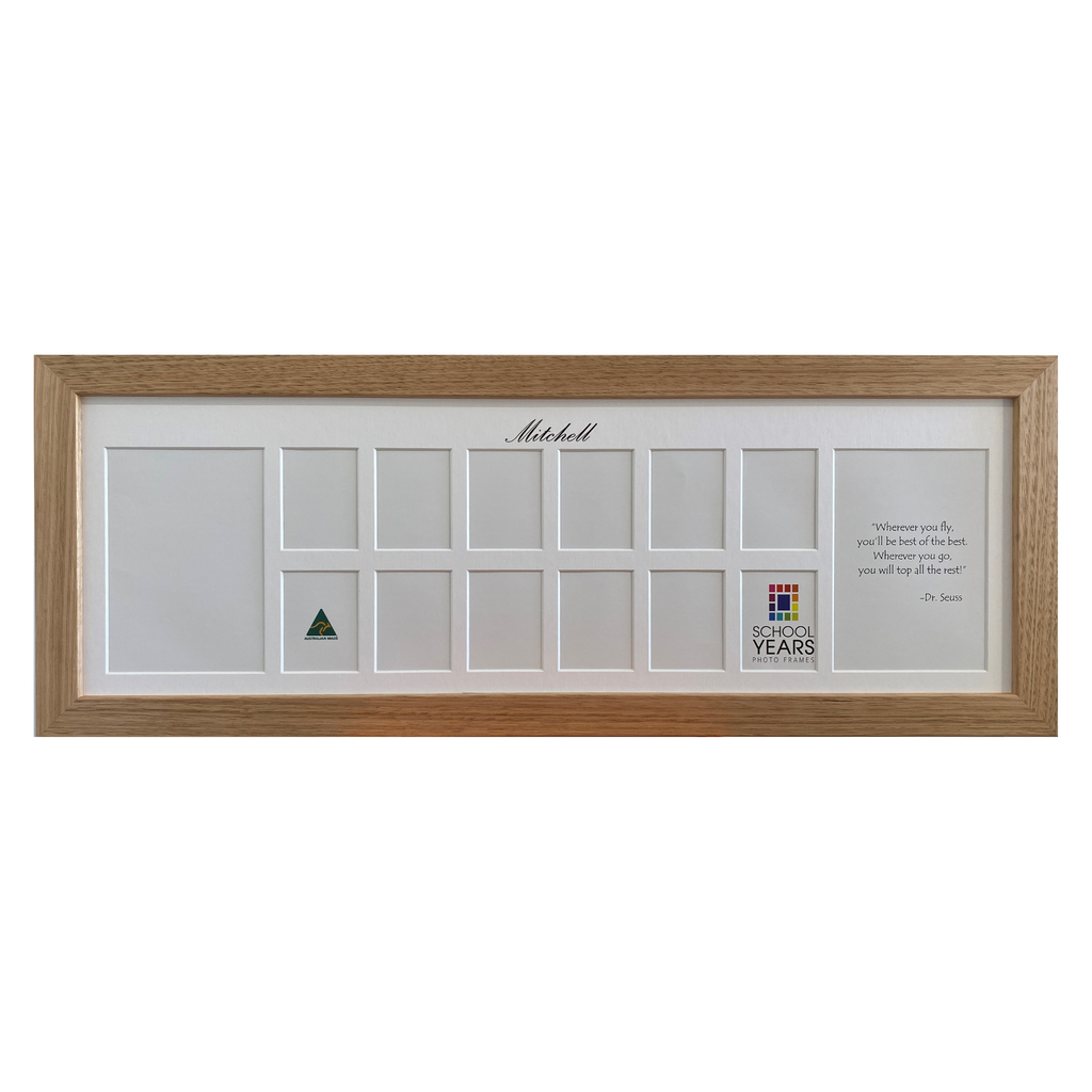 Personalised large landscape school years photo frame including Pre-School with child name and 14 photo spaces