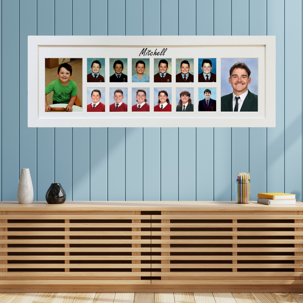 Personalised Large Landscape School Years Photo Frame (with Pre-School)  - WHITE