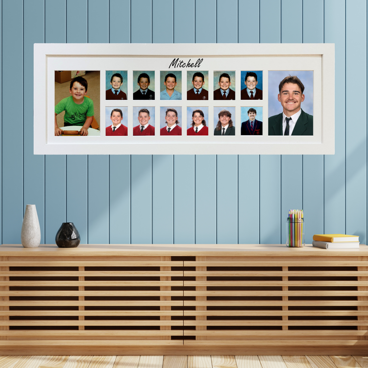 Personalised Large Landscape School Years Photo Frame (with Pre-School)  - WHITE