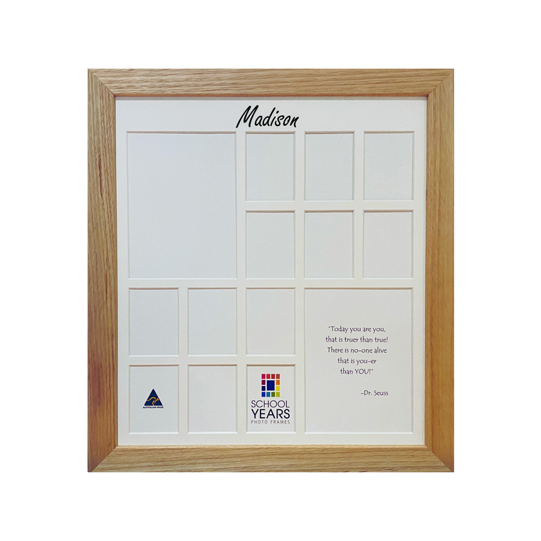 Personalised Large School Years Photo Frame (with Pre-School) - OAK
