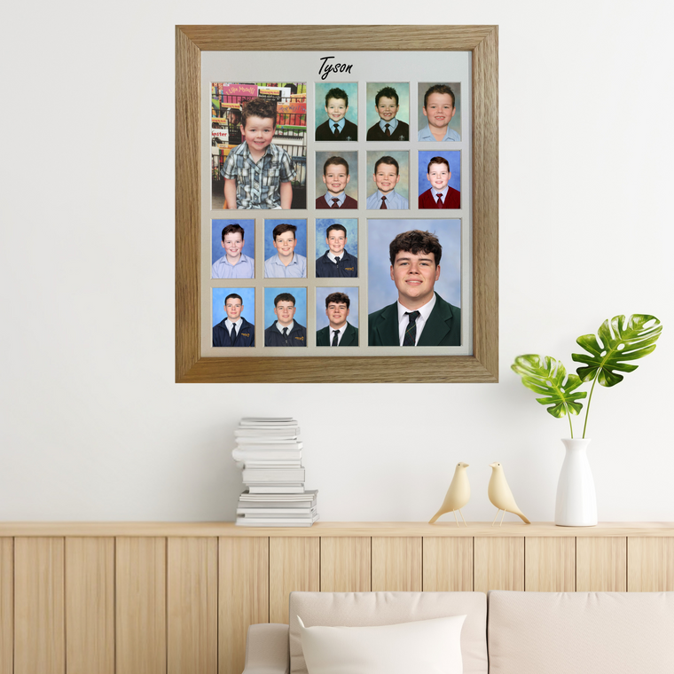 Personalised Large School Years Photo Frame (with Pre-School) - OAK