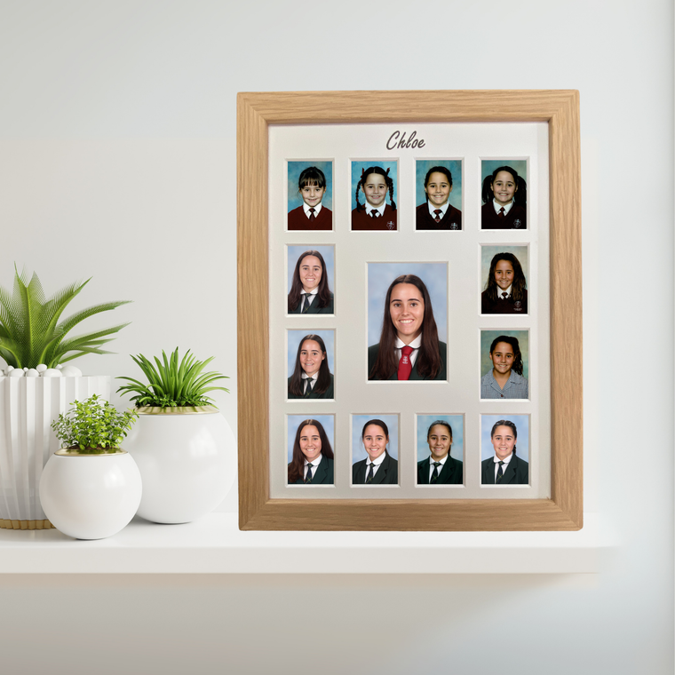 Personalised Signature Small School Years Photo Frame - OAK