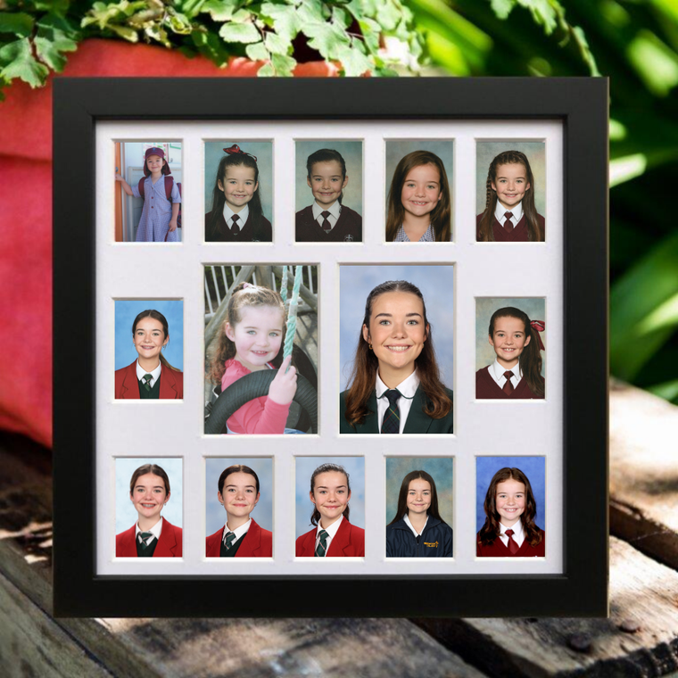 Small school years photo frame in black, Australian made, Pre-School to Year 12, free standing or wall hung