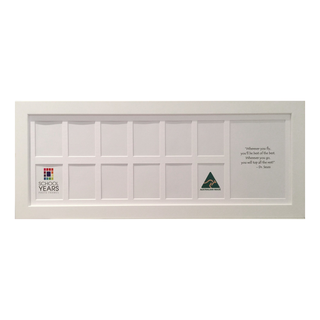 White Large Landscape School Years Photo Frame displaying school photos from Pre-School to Year 12