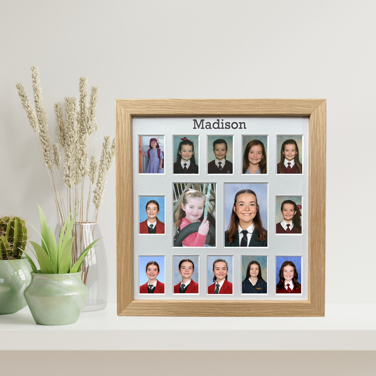 Personalised Signature Small School Years Photo Frame (with Pre-School) - OAK