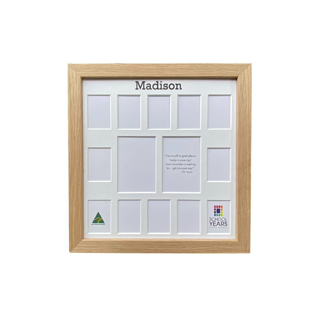 Personalised Signature Small School Years Photo Frame (with Pre-School) - OAK