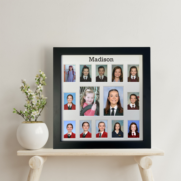 Personalised Signature Small School Years Photo Frame (with Pre-School) - BLACK