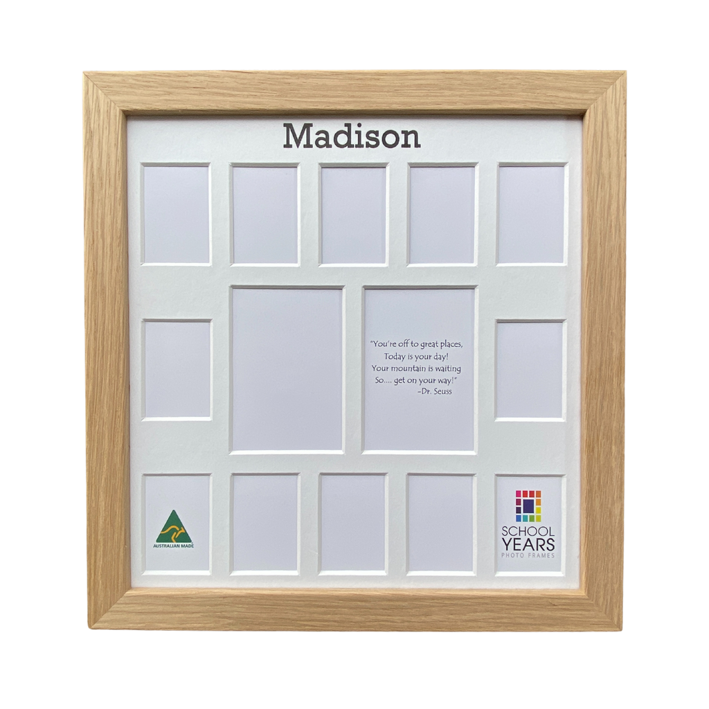 Personalised Large School Years Photo Frame (with Pre-School) - OAK