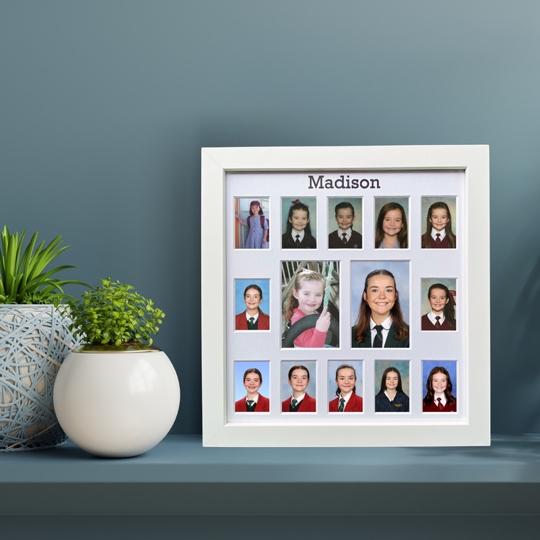 Personalised Signature Small School Years Photo Frame (with Pre-School) - WHITE