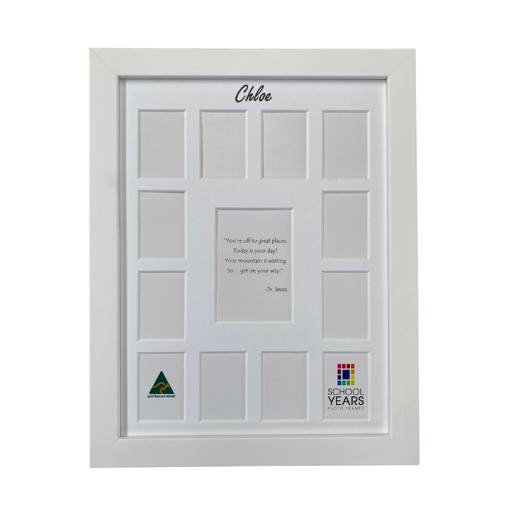 Personalised Signature Small School Years Photo Frame - WHITE