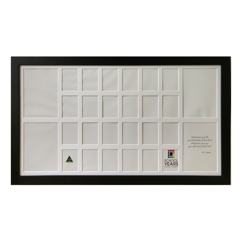 Black Double School Years Photo Frame displaying two children's school journeys side by side
