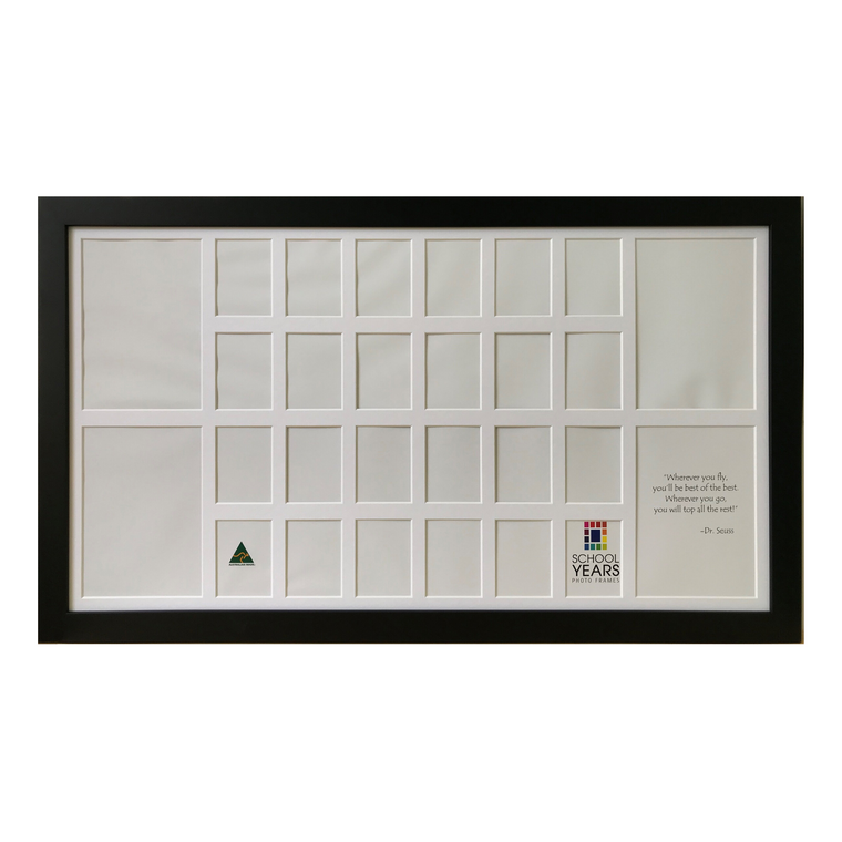 Black Double School Years Photo Frame displaying two children's school journeys side by side