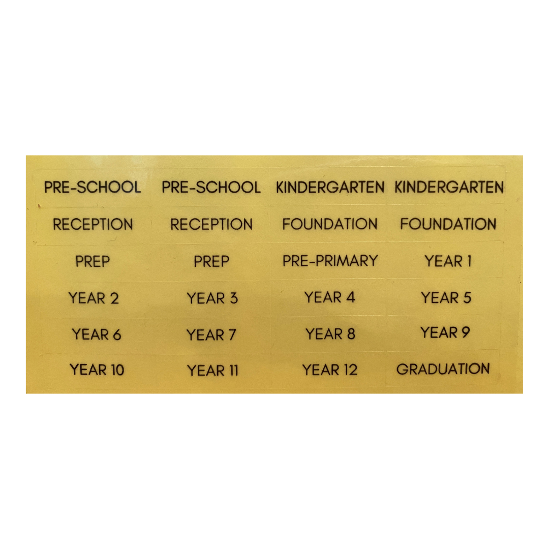 Sticker Level 1 Year Level Stickers - 1 Sheet - School Years Photo Frames