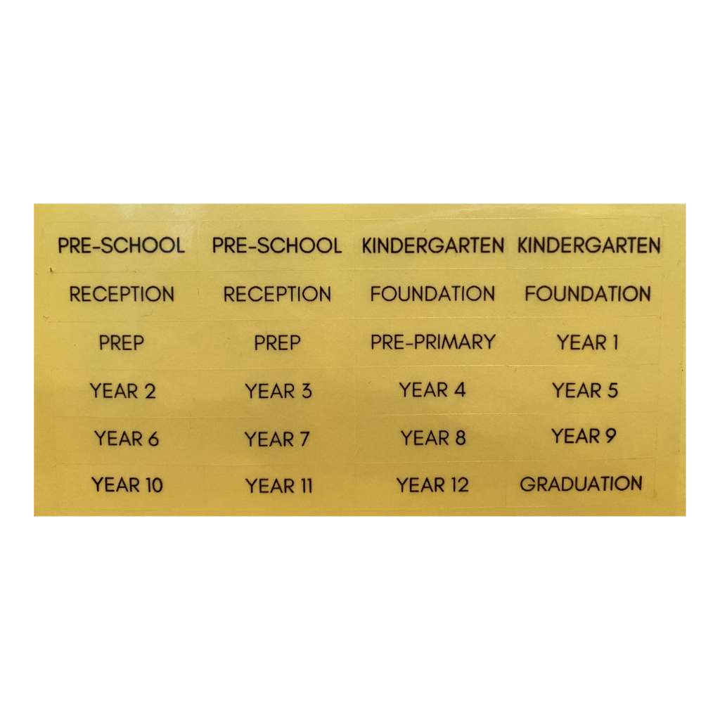 Register Level Sticker Year Level Stickers - 1 Sheet - School Years Photo Frames