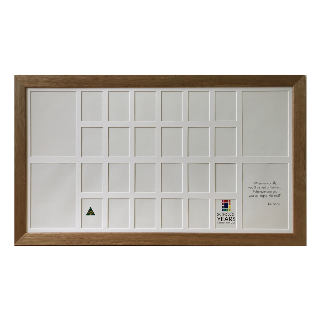 Oak Double School Years Photo Frame displaying two children's school journeys side by side